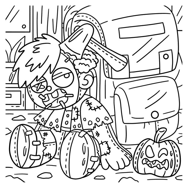 Premium vector a cute and funny coloring page of a zombie plushie provides hours of coloring fun for children to color this page is very easy suitable for little kids and