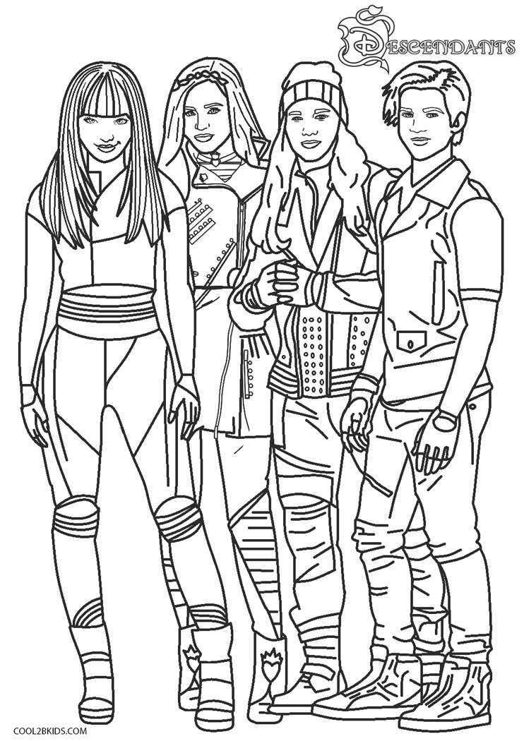 Descendants coloring pages printable for free download