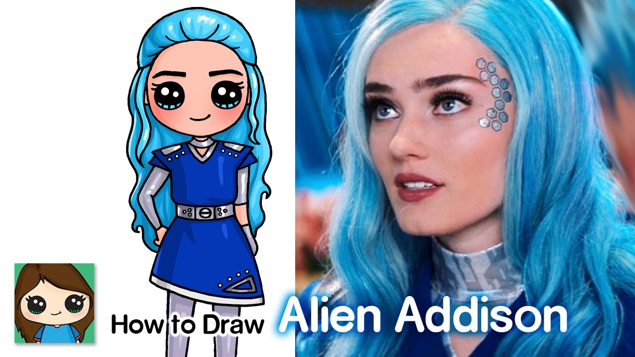 How to draw addison as an alien disney zobies