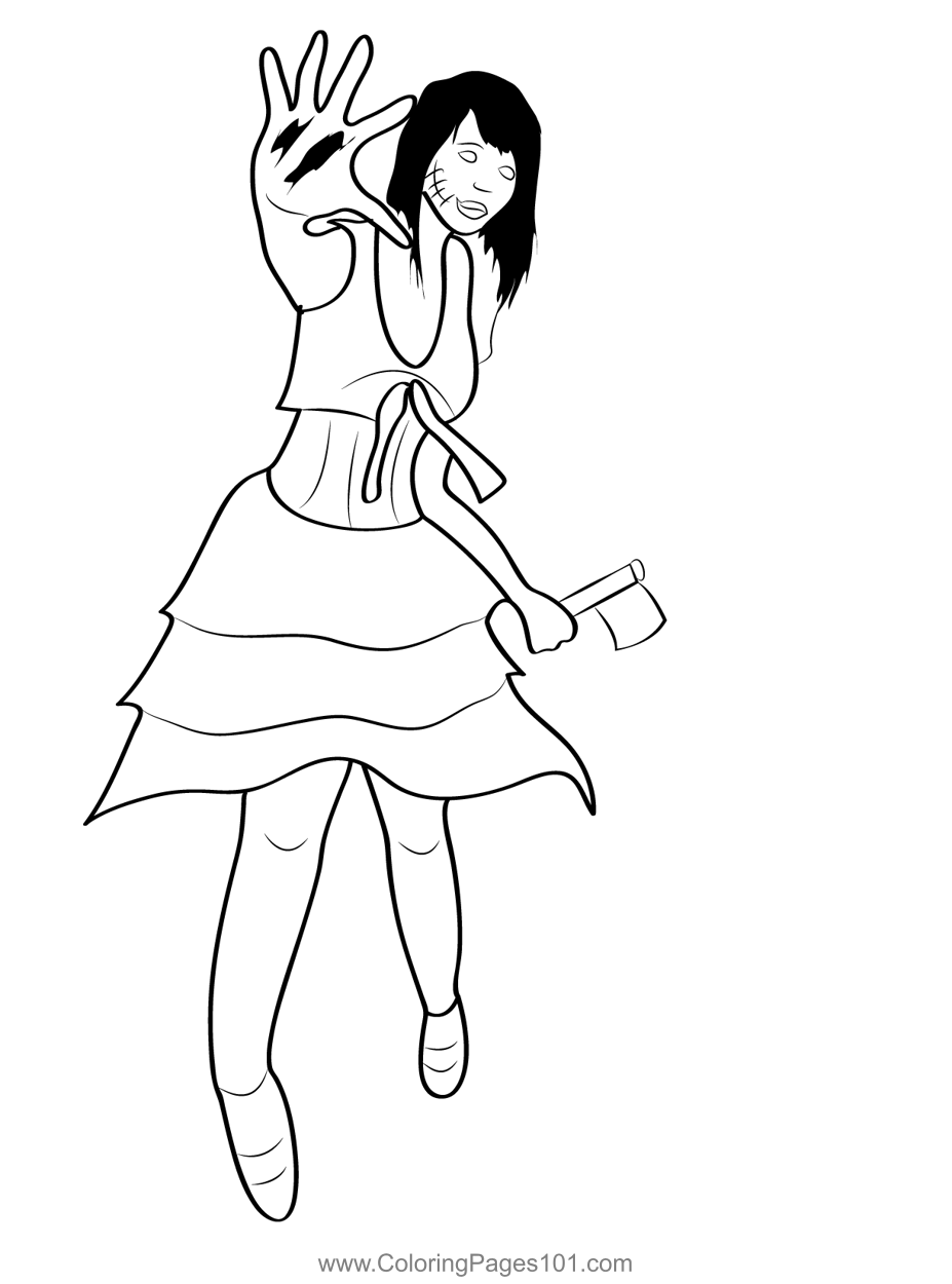 Zombie girl coloring page for kids