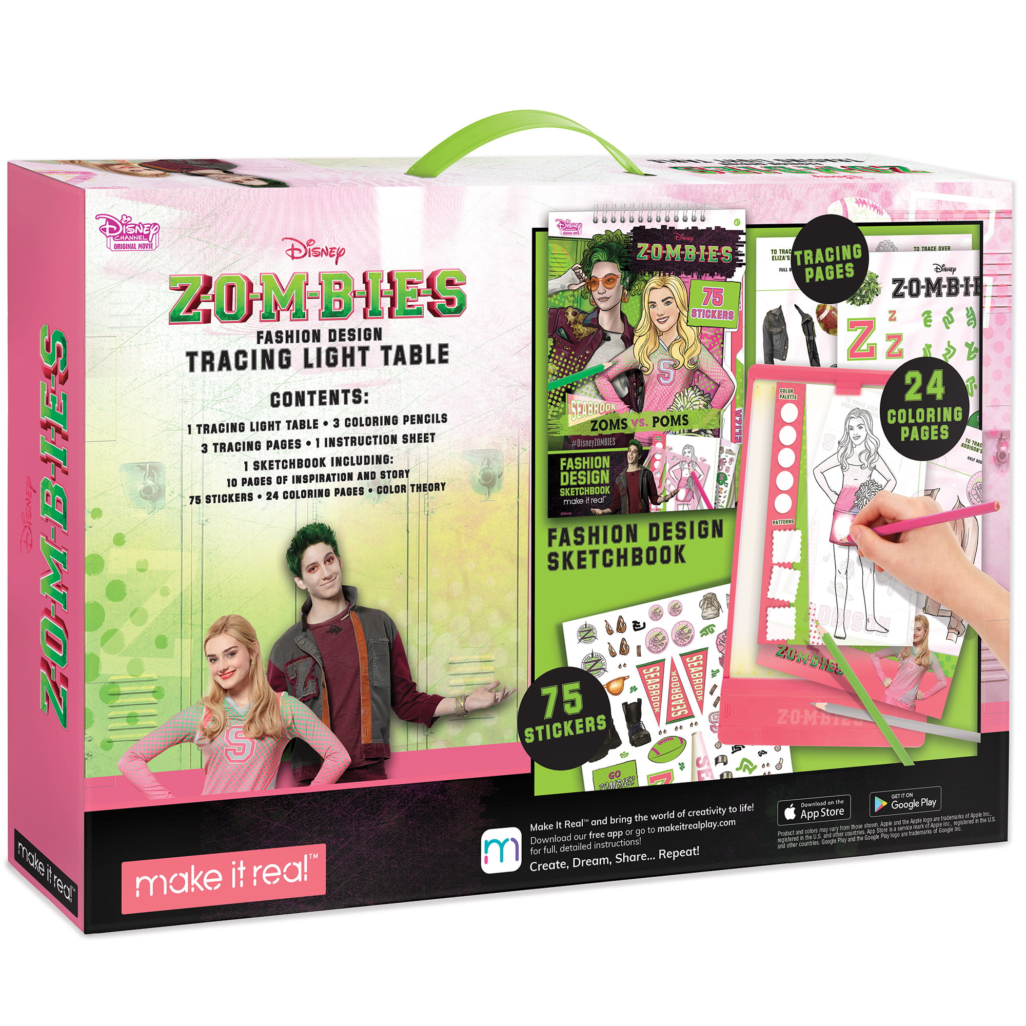Disney zombies fashion design coloring tracing light table piece set