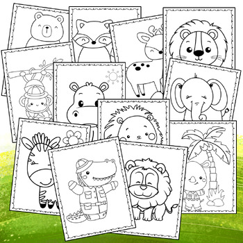 Zoo animal coloring pages by the rabbit studio tpt