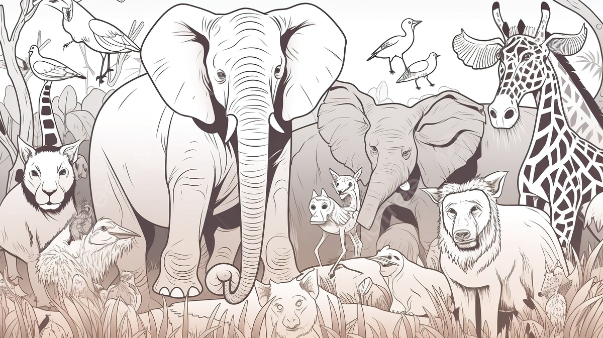 Wild animals coloring page background picture of zoo animals to color zoo animal powerpoint background image and wallpaper for free download