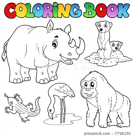Coloring book zoo animals set