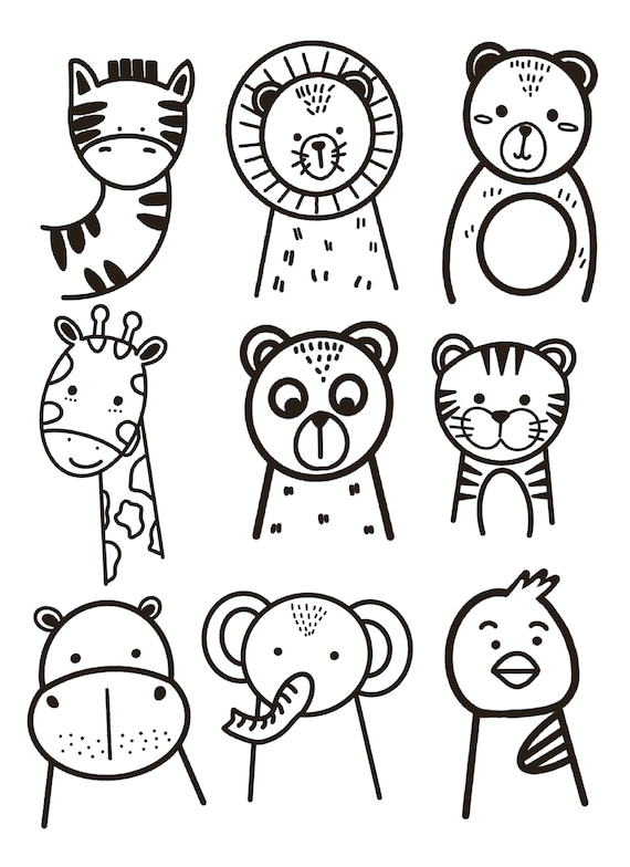 Animals zoo animals coloring page instant download