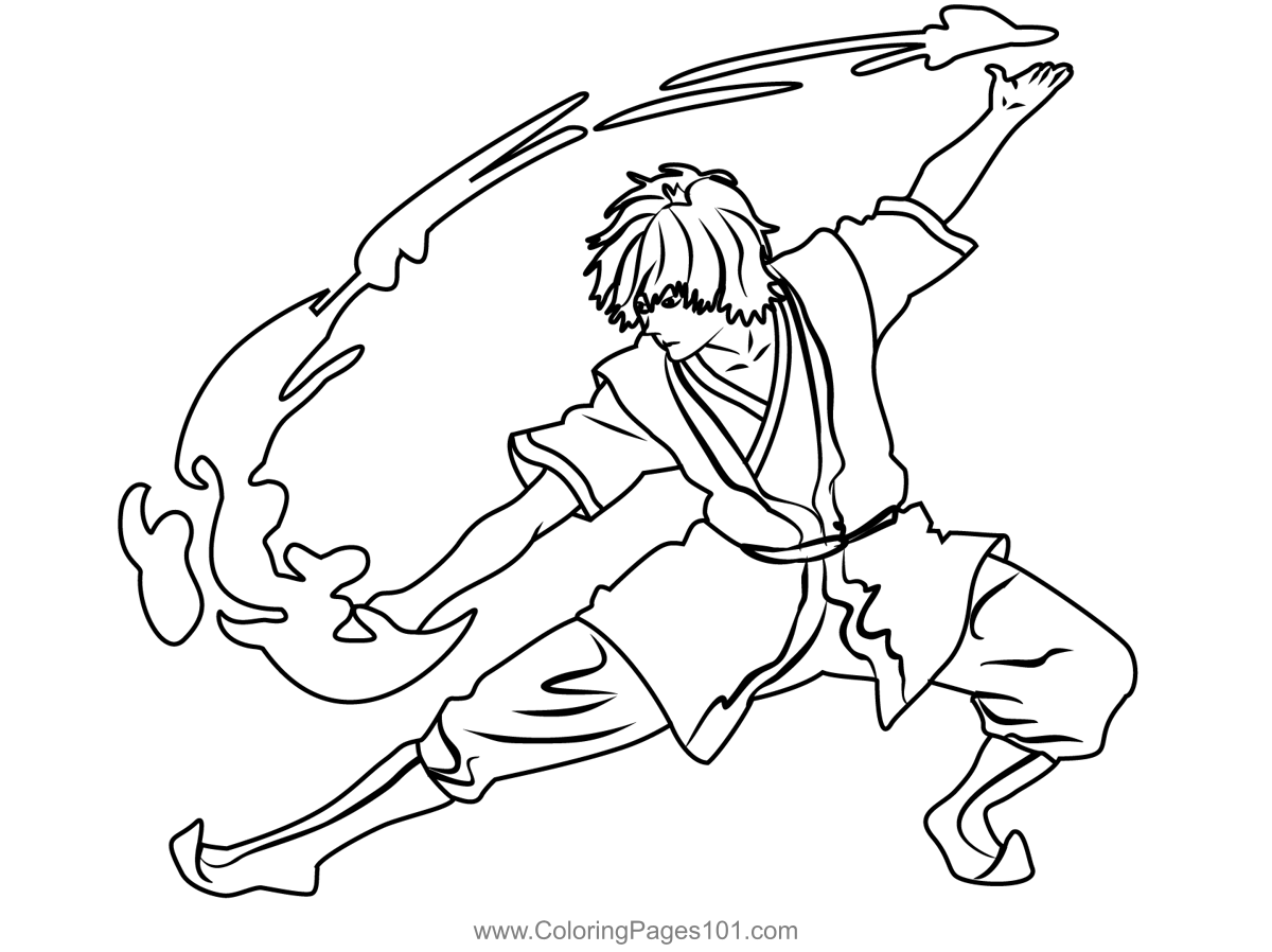 Zuko from avatar the last airbender coloring page avatar the last airbender avatar avatar tattoo