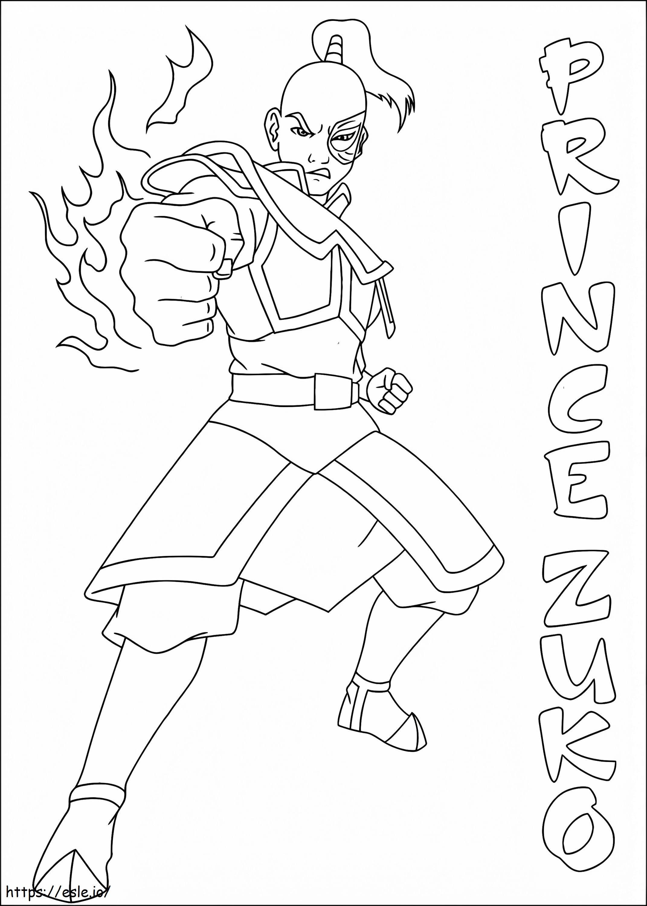 Prince zuko a coloring page