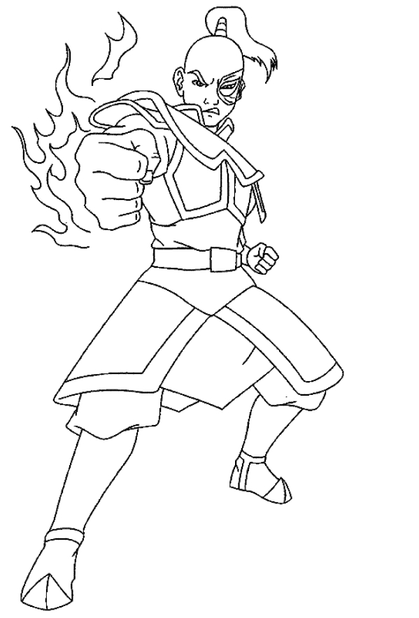 Drawing of zuko from avatar the last airbender coloring page