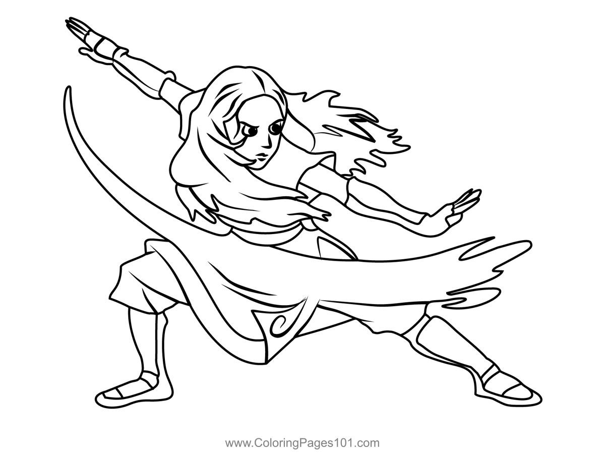 Katara from avatar the last airbender coloring page for kids