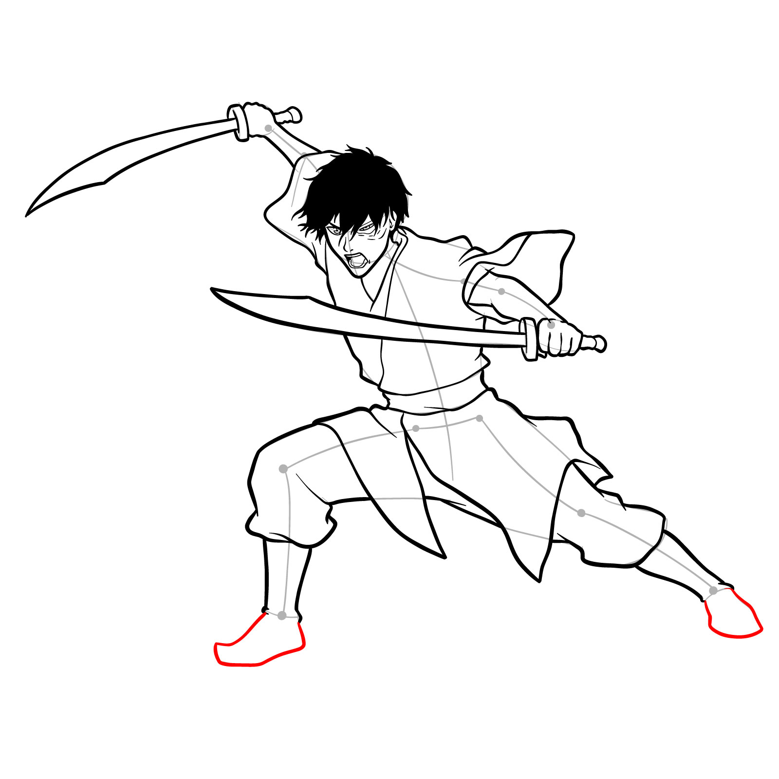 How to draw zuko from book fire in a fighting stance