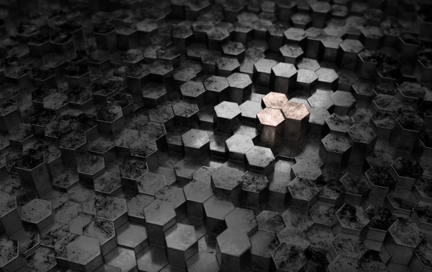 Abstract Metal Hexagon 3D