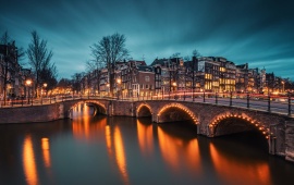 Amsterdam Canals At Night