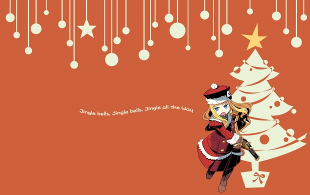 Anime Girl And Christmas Tree wallpapers