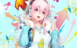 Anime Pink Music Girl