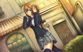 Anime School Girl In City