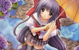Anime School Girl With Umbrella