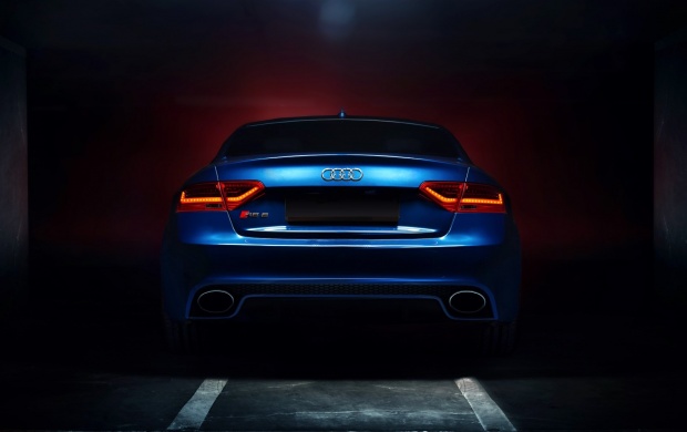 Audi RS5 Coupe Tuning Blue Car Backlights Glow