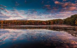 Autumn Clouds Lake Reflection