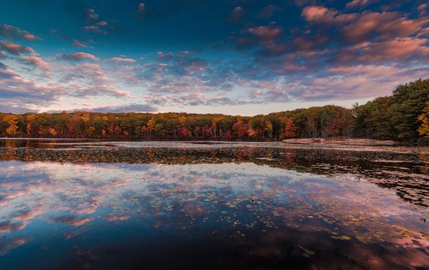 Autumn Clouds Lake Reflection