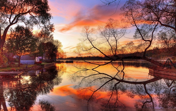 Autumn Clouds Reflecting into the Lake