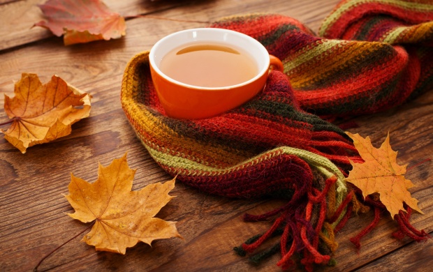Autumn Leaves Tea Cup Scarf (click to view)