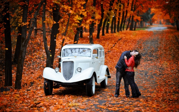 Autumn Park Kiss