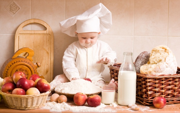 Baby Chef Playing In Kitchen (click to view)