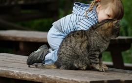 Baby Girl with Cat