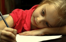 Baby Girl With Pencil