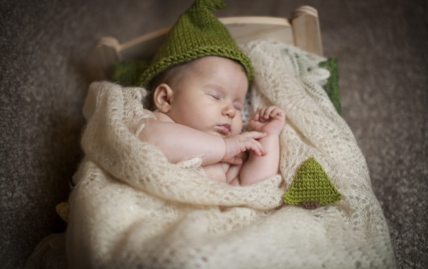 Baby Sleeping Green Cap