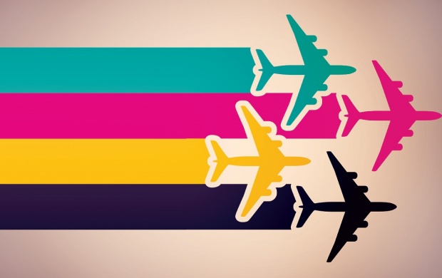 Background With Colorful Airplanes
