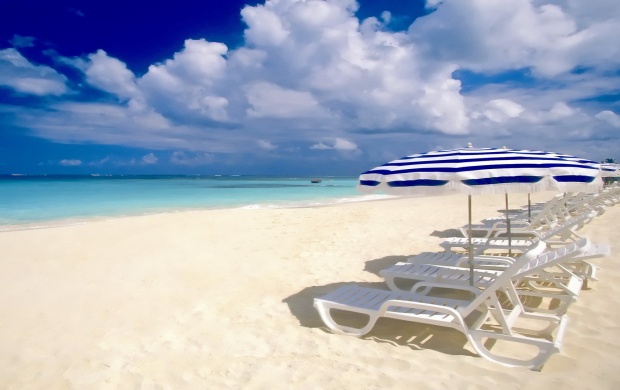Beach Chairs on Empty Beach