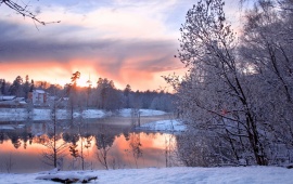 Beautiful Winter Cold And Morning Lake