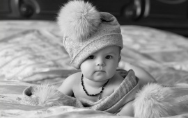 Black And White Baby With Hat