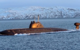 Black Submarine In Ice Water