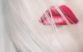 Blonde Girl With Red Lips