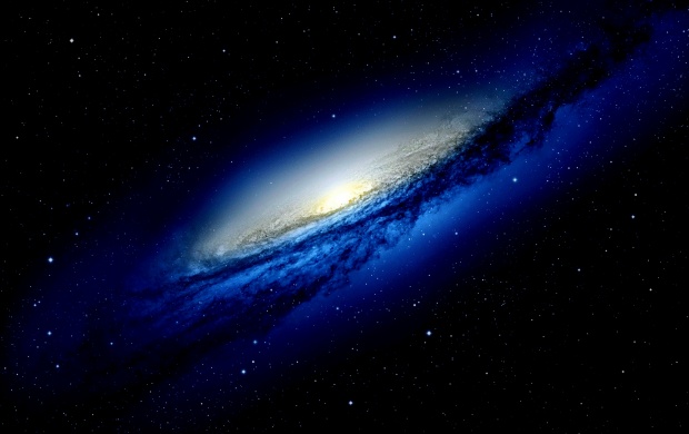 Blue Galaxy In Dark Space
