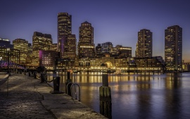 Boston Night Buildings Lights