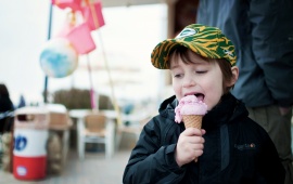 Boy Eating Cold Ice Cream