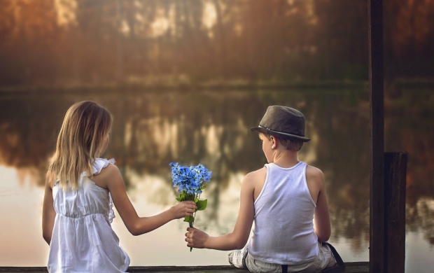 Boy Gives A Girl A Bouquet Of Flowers (click to view)