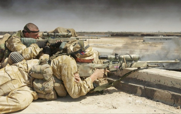 British Snipers In The Battlefield