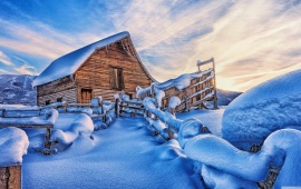 Cabin Covered with Snow