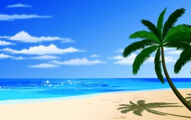 Cartoon Beach and Palm