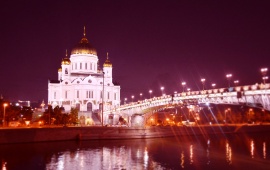 Cathedral Of Christ The Savior Moscow Russia Lights
