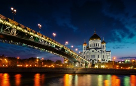Cathedral Of Christ The Savior Russia Sunset