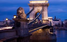 Chain Bridge Budapest At Night