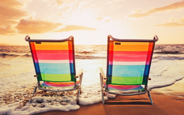 Chairs On Summer Sunset Beach (click to view)