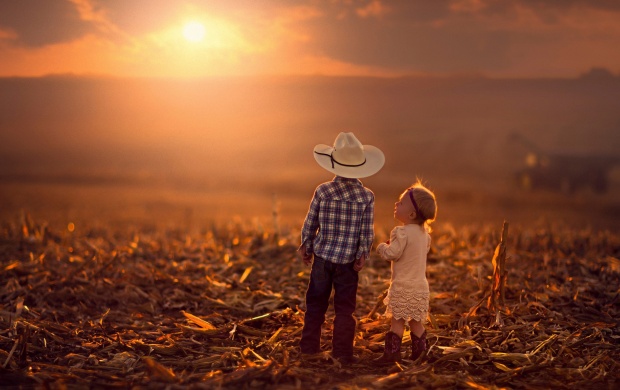 Children Boy And Girl Sunset (click to view)