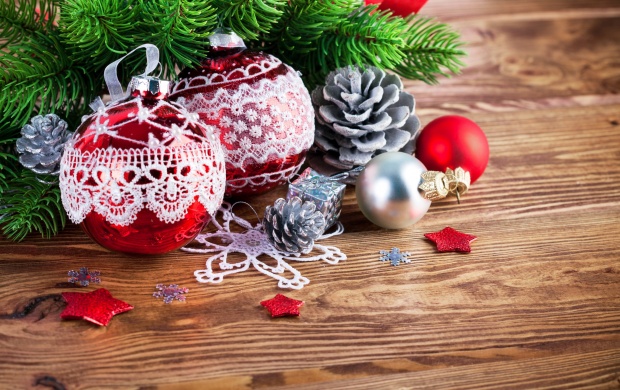 Christmas Ornaments Decoration Wood Background (click to view)