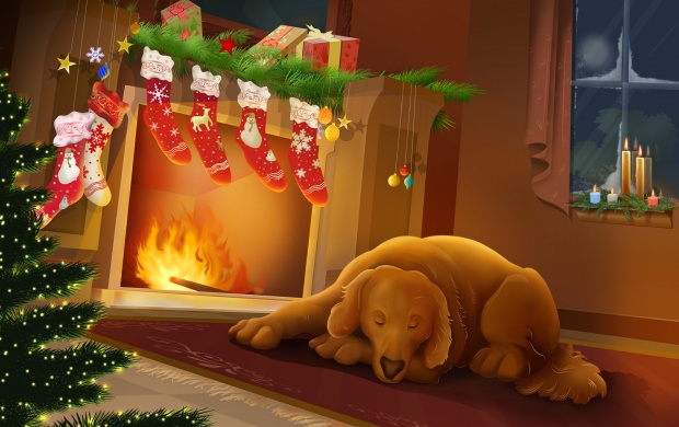 Christmas Sleeping Dog